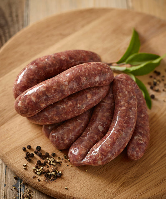 Venison beef cracked pepper & Worcestershire sausage $22.99/kg